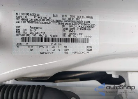 2014 Ford Focus Se from USA, damaged, VIN 1FADP3K22EL299242